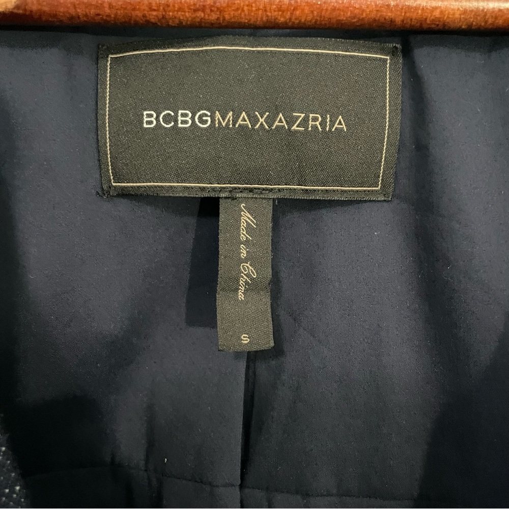BCBGMaxAzria Blue and Gray Color-Block Linen Cotton Blazer S - Picture 12 of 14